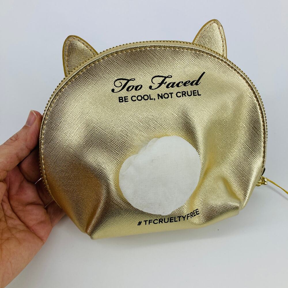 Too Faced Gold Rabbit Makeup Case Pouch - Picture 2 of 3